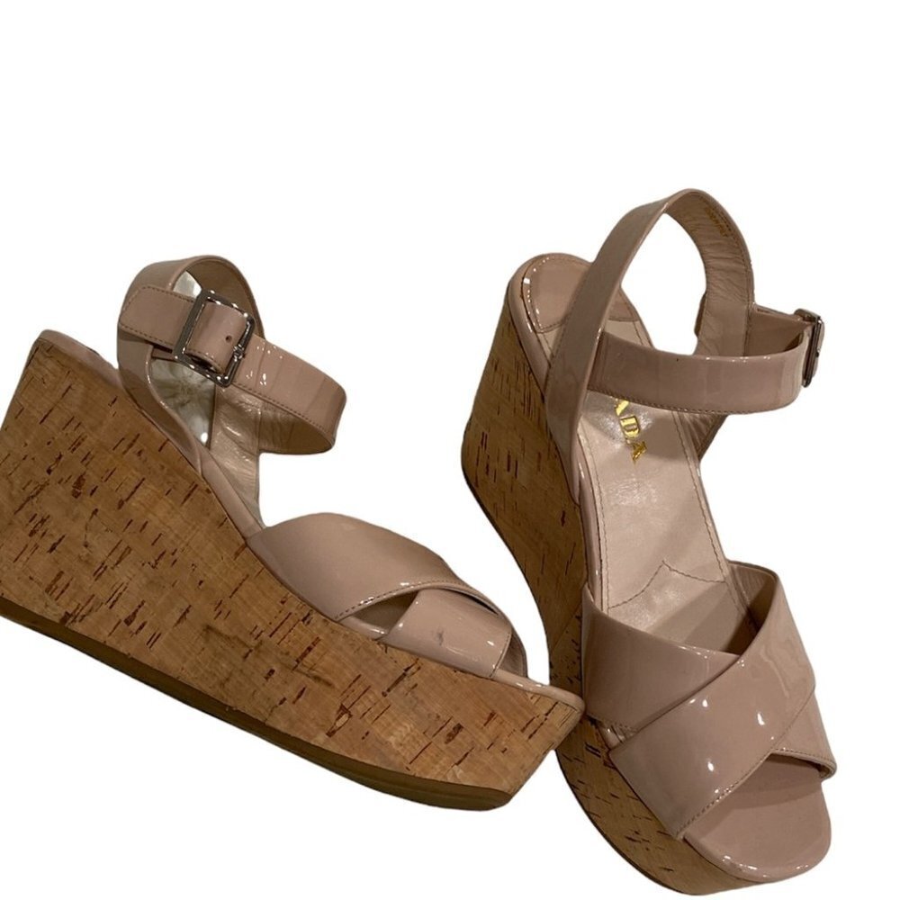 PRADA Patent Leather Nude Sandal